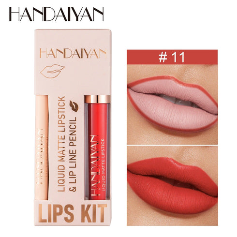 Kit Handaiyan – Labial Mate y Contorno Labial - BellezaPlenitud