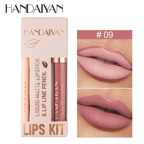 Kit Handaiyan – Labial Mate y Contorno Labial - BellezaPlenitud
